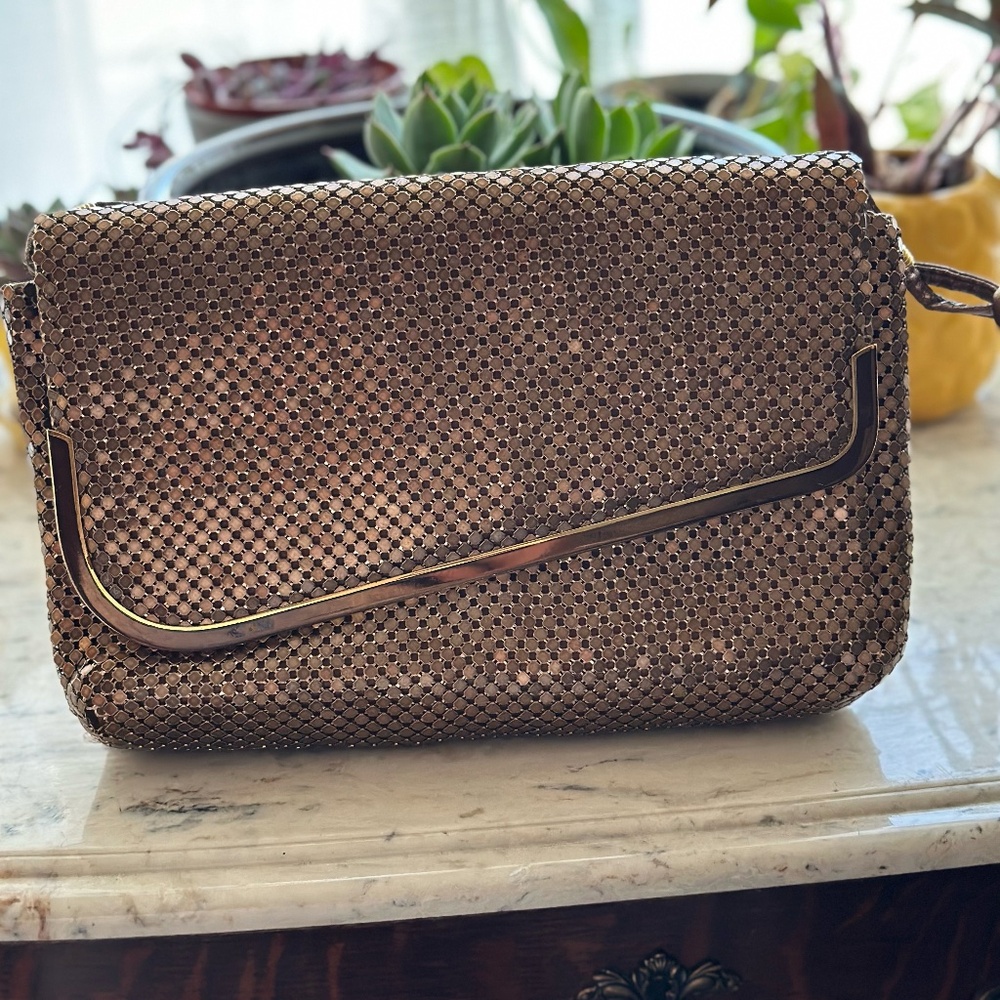 Metallic Bronze Chainmail Clutch Purse